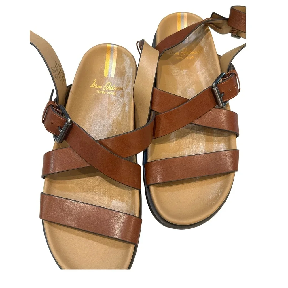 Sam Edelman Eleanora Leather Lug Sole Platform Gladiator Sandals Brown 9.5M